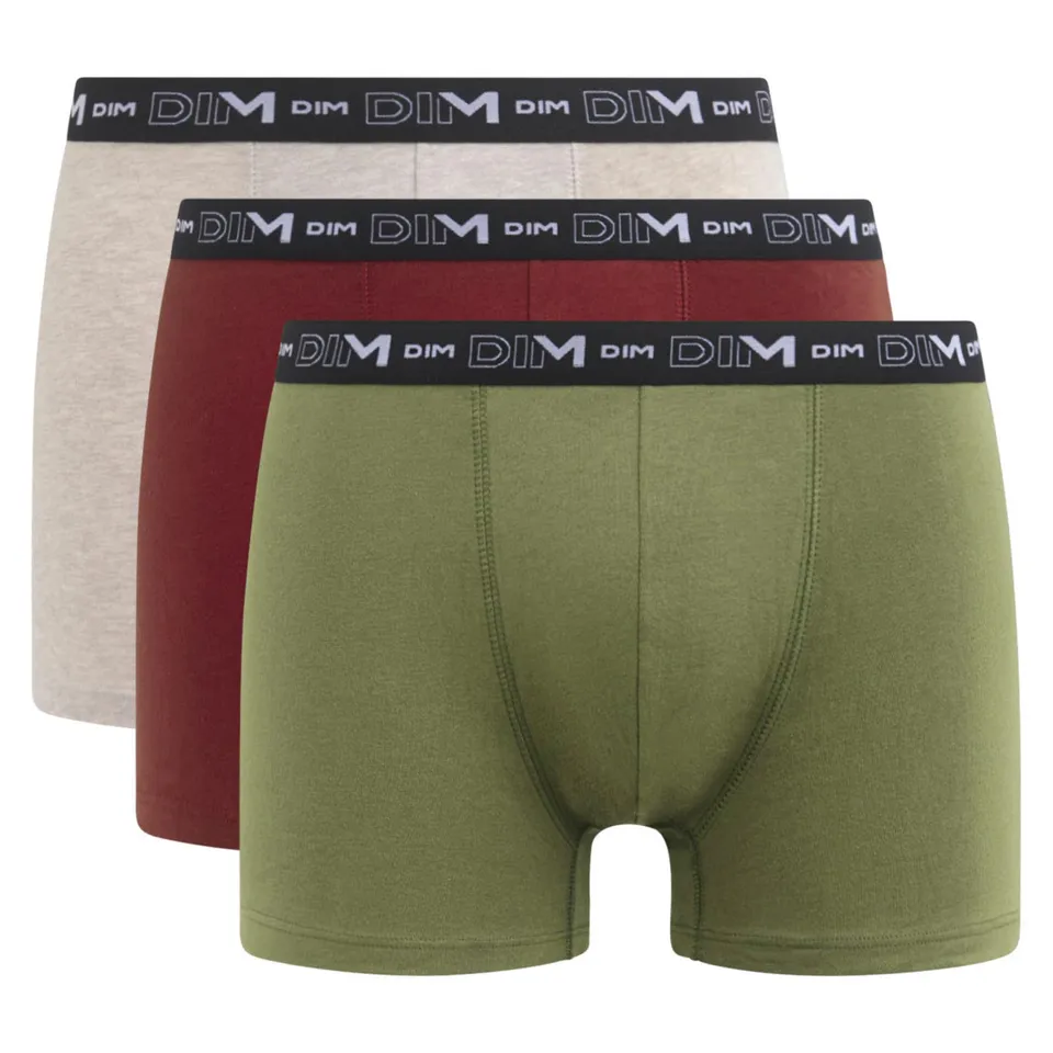DIM Essential boxer uomo cotone x3 M beige rosso