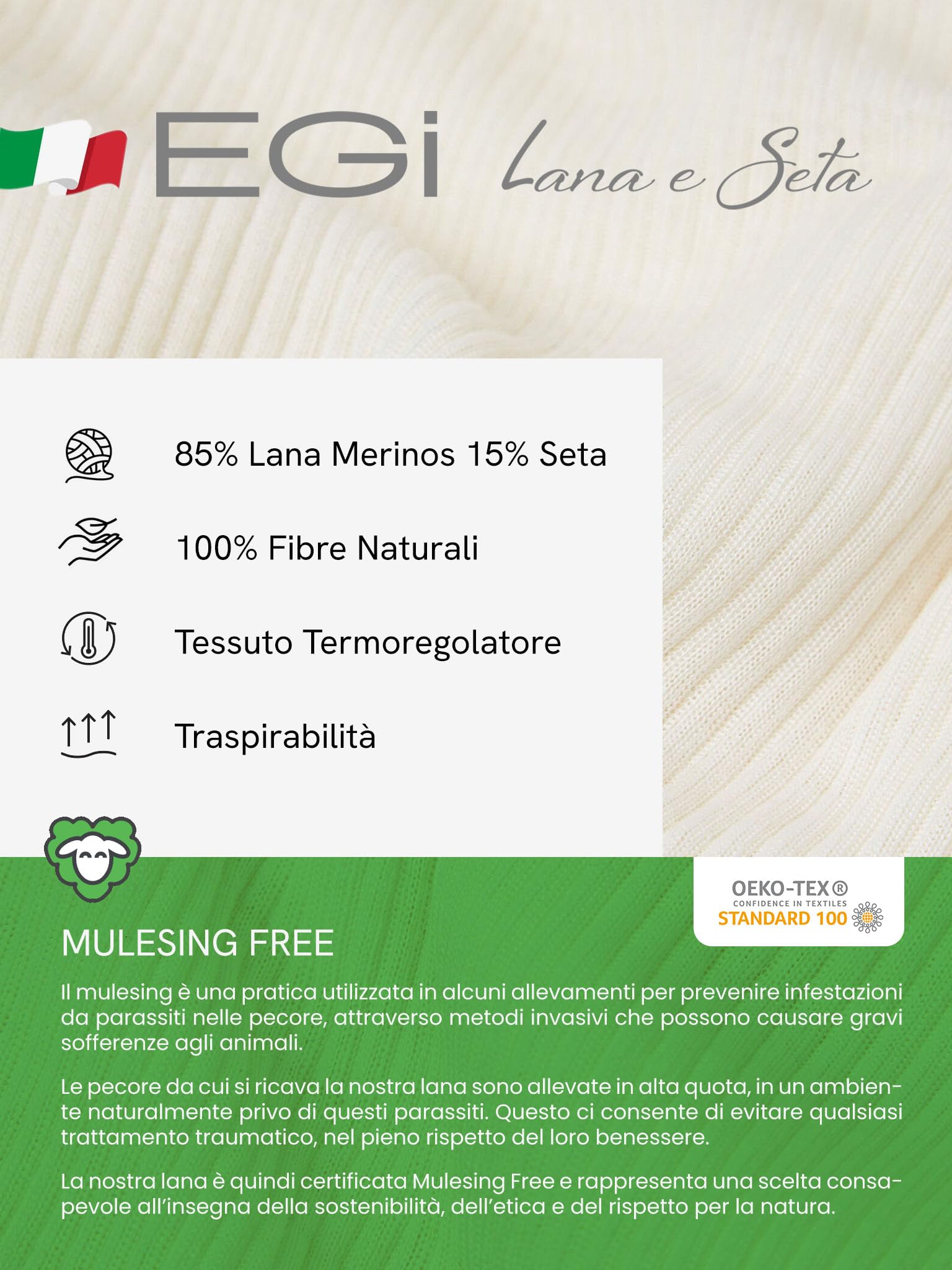 Egi 1491 Canottiera Lana Seta Cotone Sottogiacca Pizzo