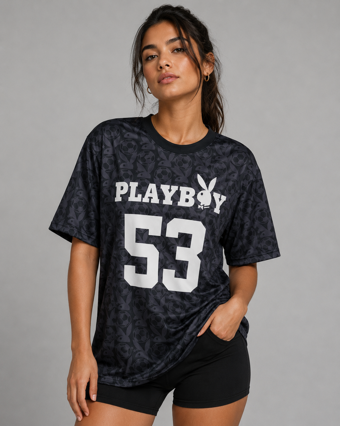 Playboy Monogram 53 Maglia Nera in Poliestere