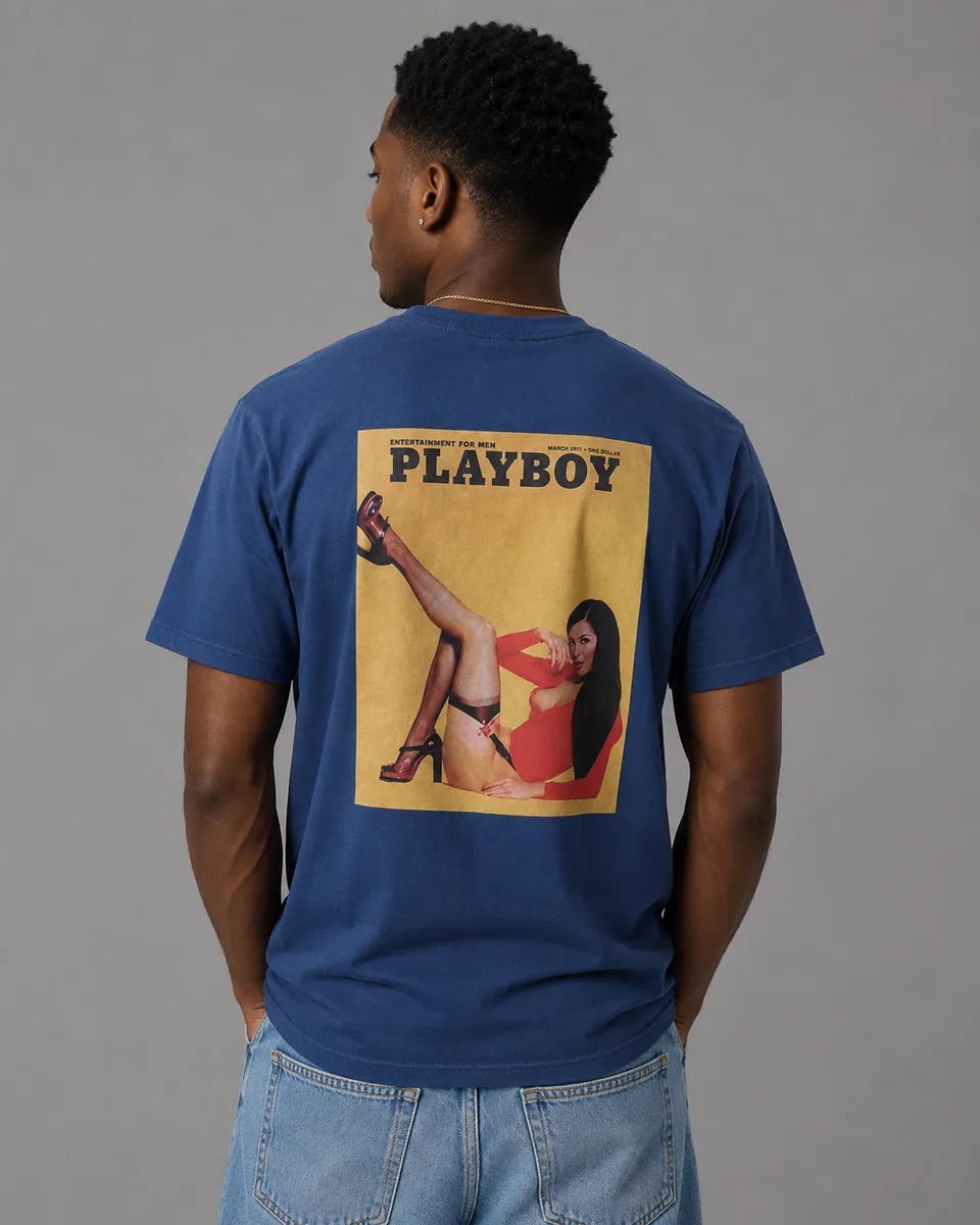 Playboy Pamela Cover t-shirt blu navy cotone