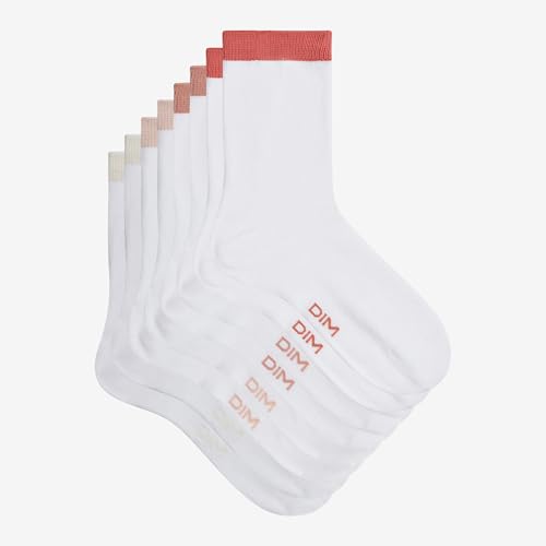 DIM Ecodim Mode calzini donna alti 4 paia bianco rosa