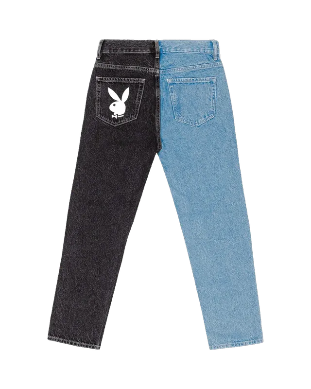 Playboy Two-Tone jeans donna vita altissima bicolore