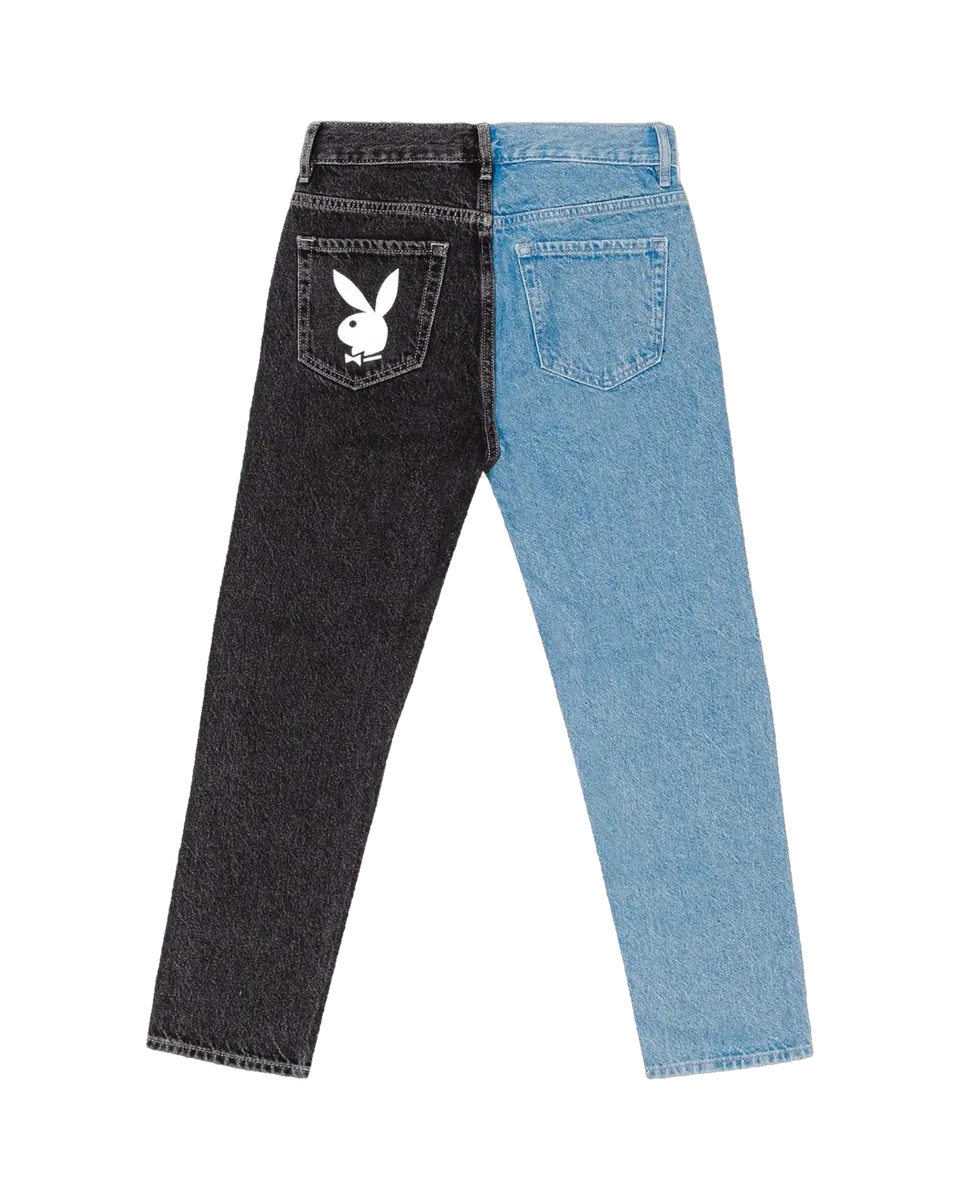 Playboy Two-Tone jeans donna vita altissima bicolore