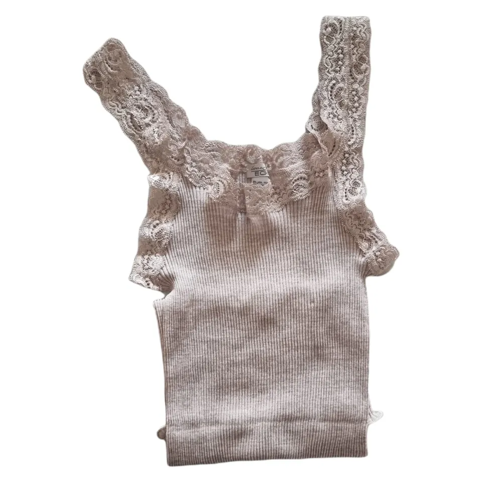 Egi 1491 canottiera plissé pizzo donna conchiglia L