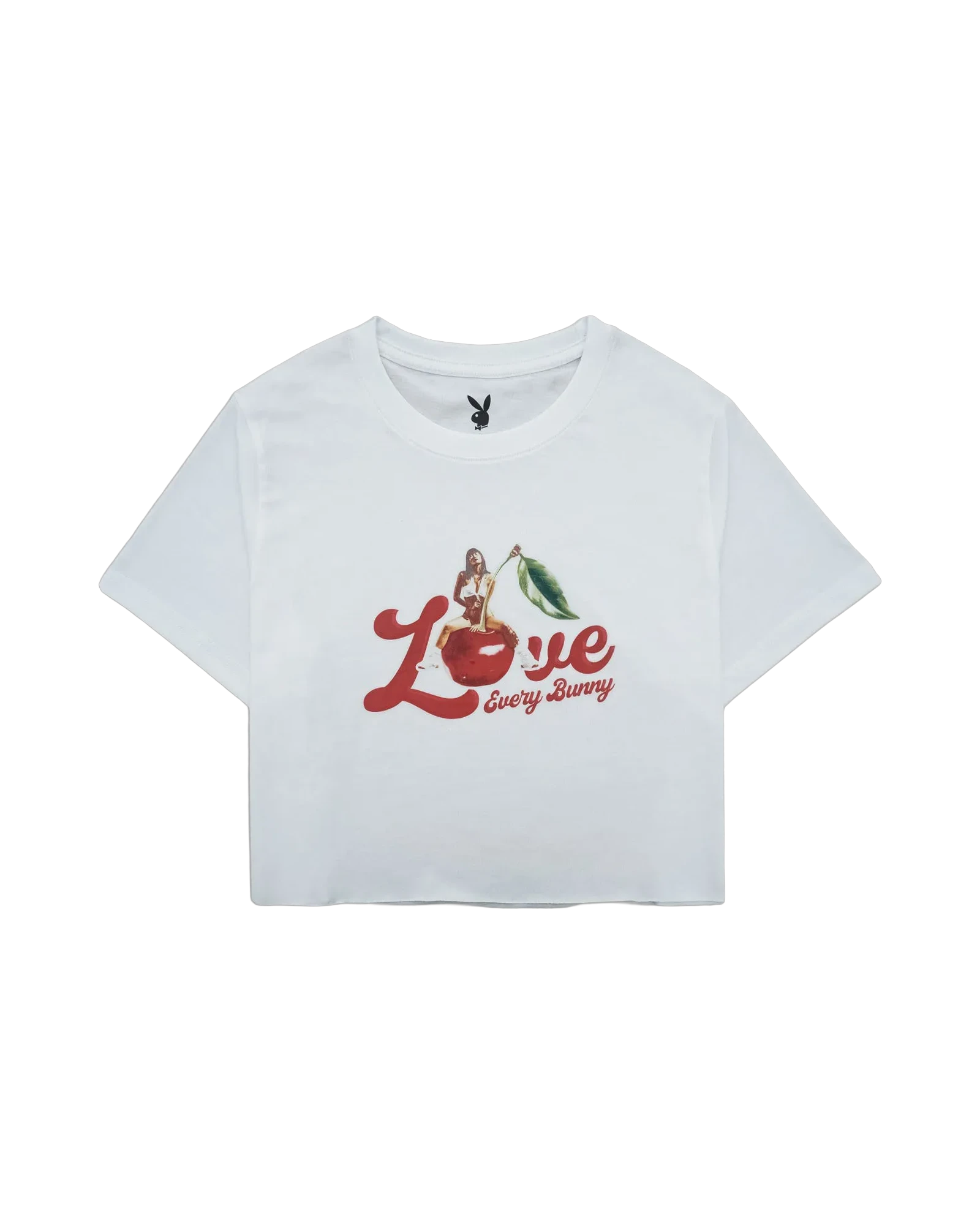 Playboy Cherry Crop Tee t-shirt cropped bianca cotone