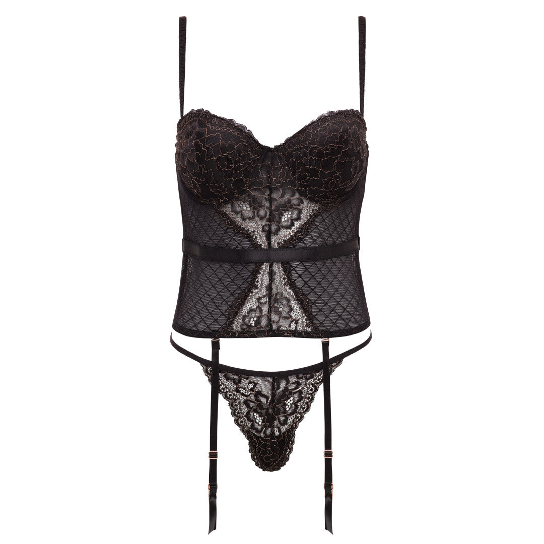 René Rofé Lurex bustier nero M con perizoma