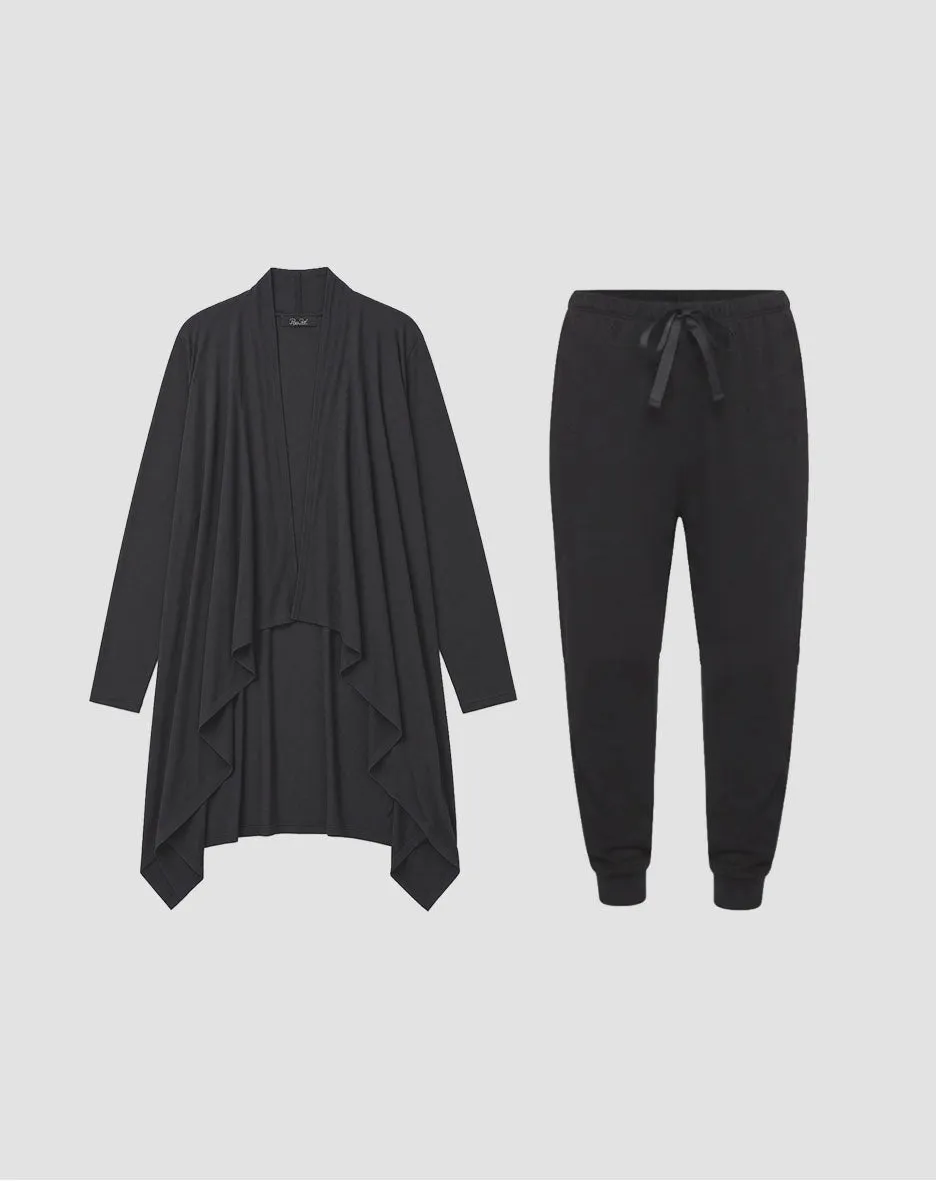 René Rofé Hacci Set 2 Pezzi Vestaglia e Jogger Nero S