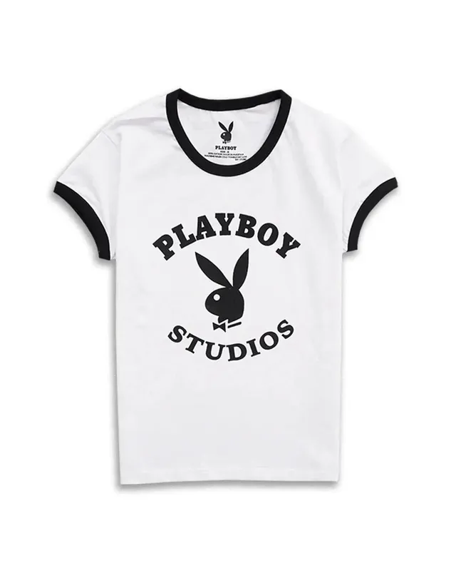 Playboy Studios Ringer t-shirt bianca donna