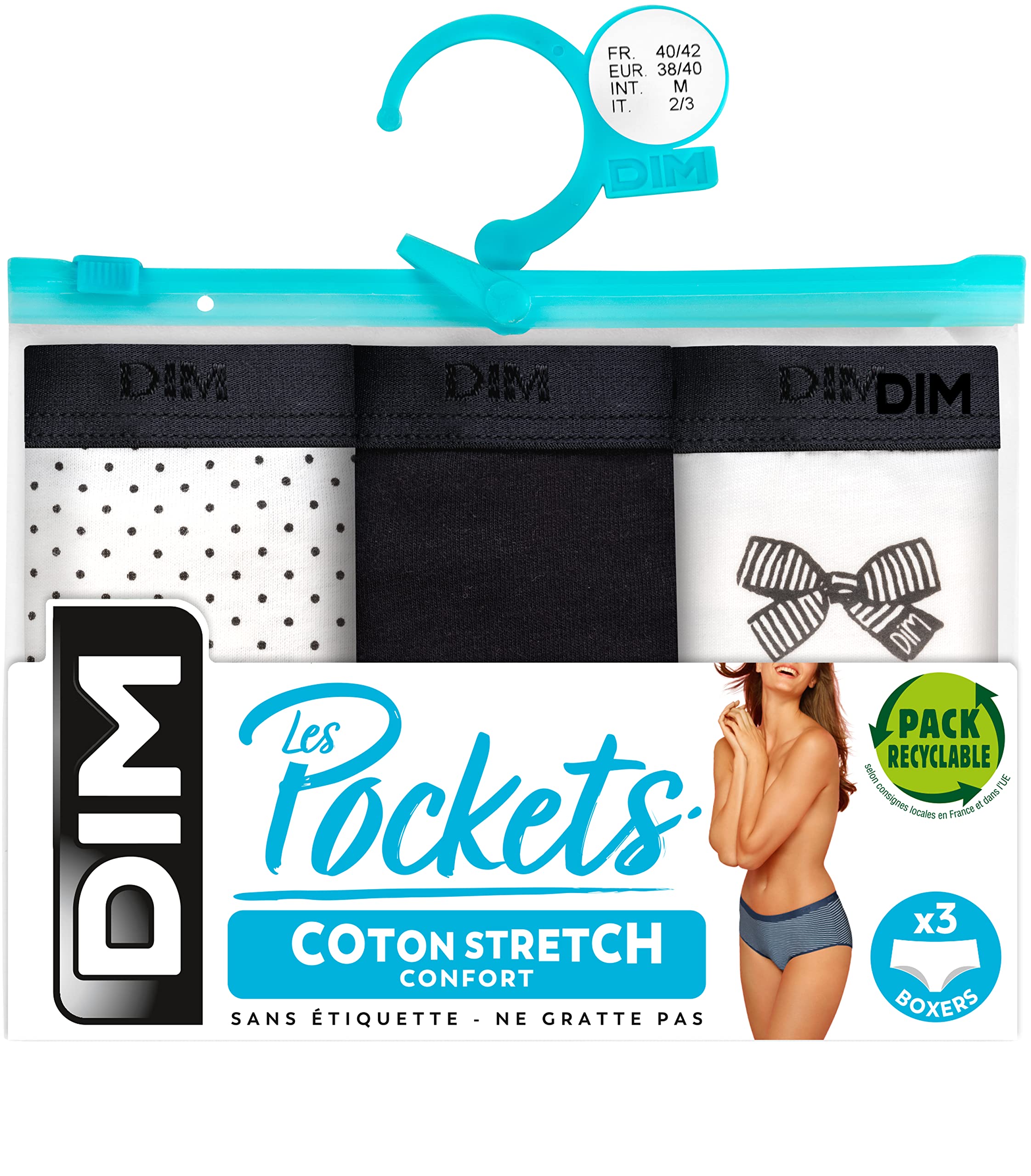 DIM Les Pockets Boxer Donna (6 Pezzi) Taglia 34/36