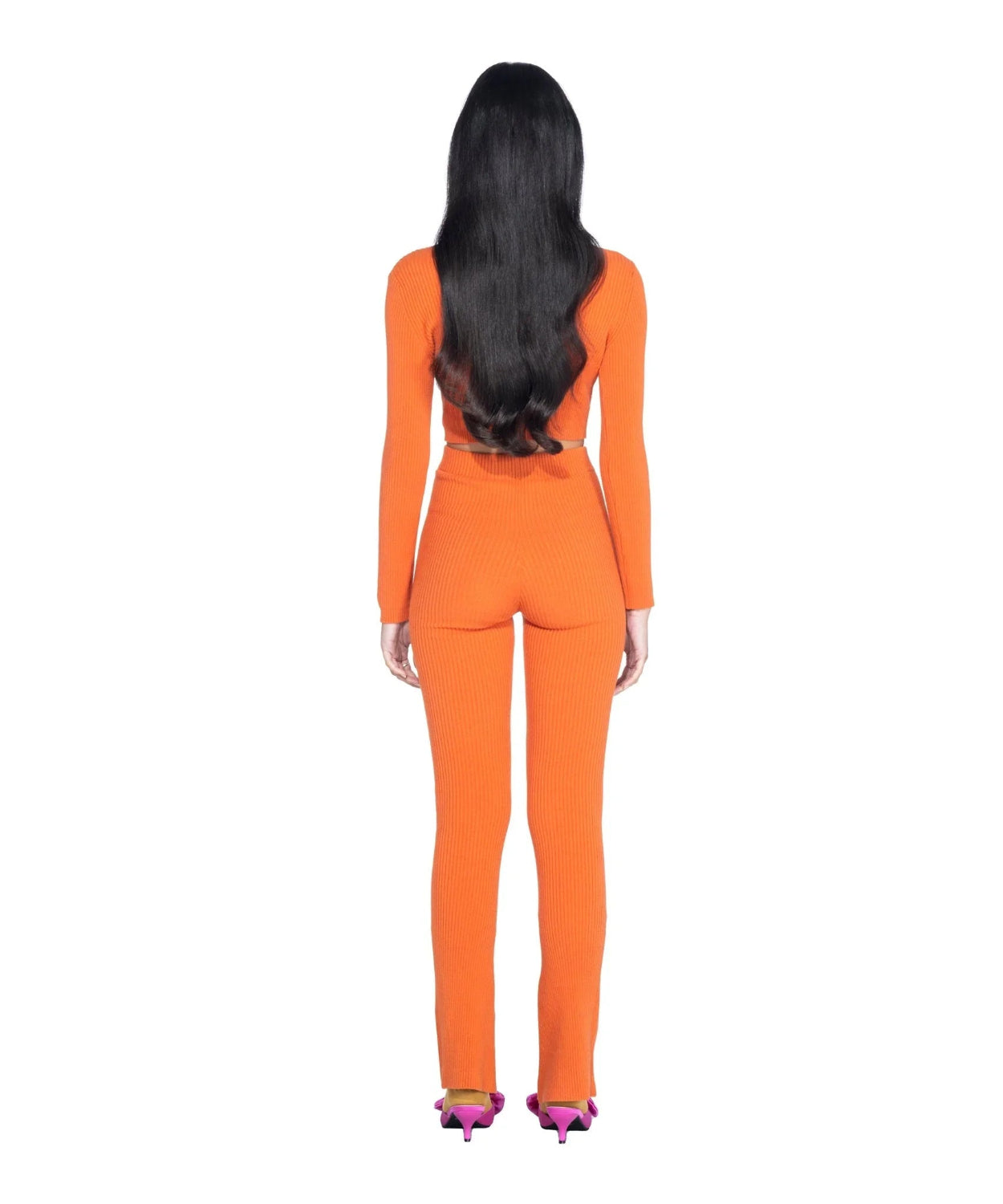 Playboy Cropped Ribbed top coste manica lunga elasticizzato