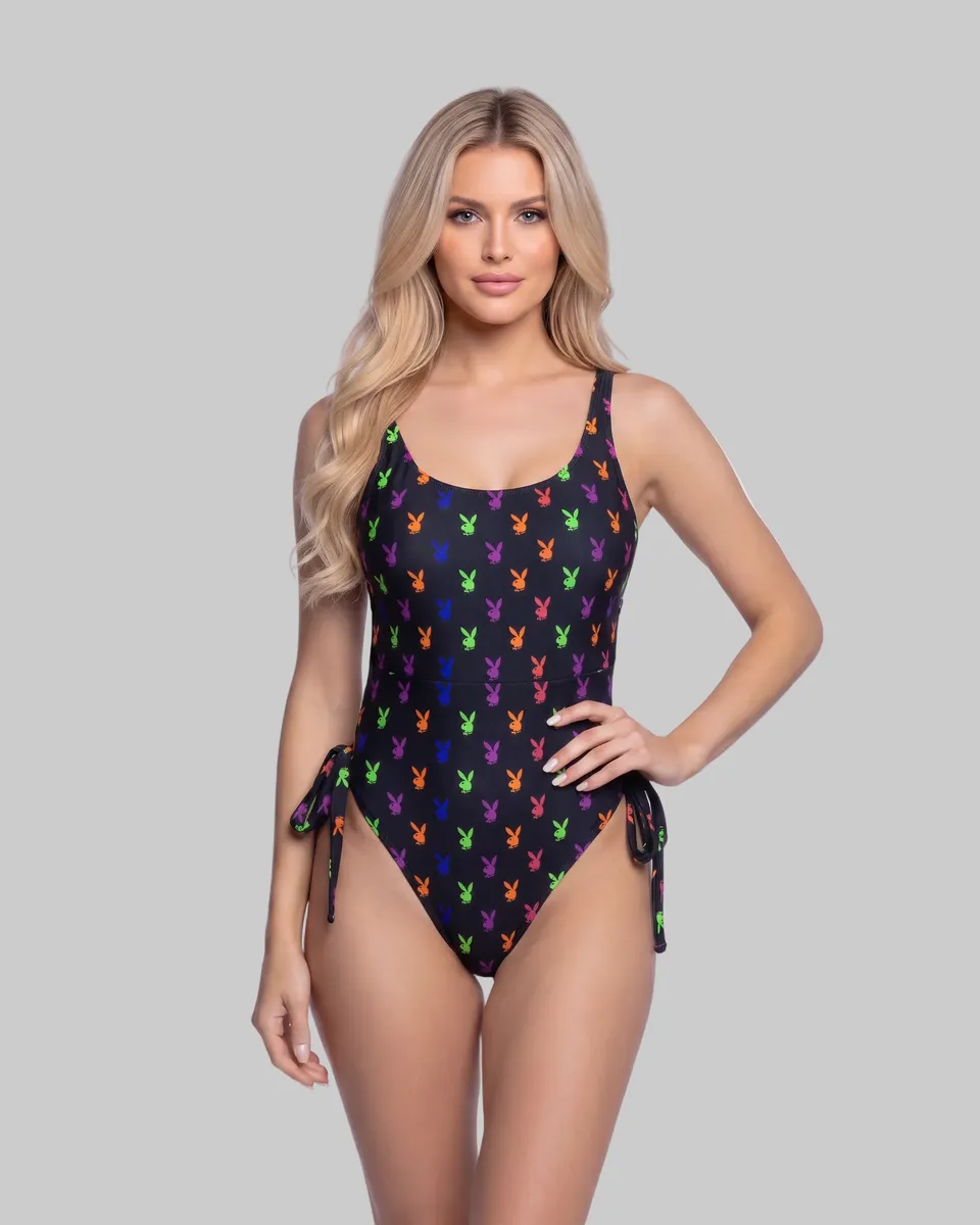 Playboy Bunny 1 Piece costume intero nero sgambato