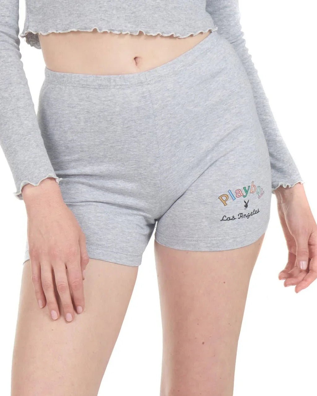 Playboy Rainbow Masthead bike shorts grigio vita alta