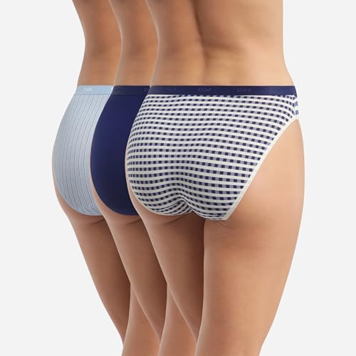 DIM Pockets slip cotone donna x3 nero blu grigio elastico S