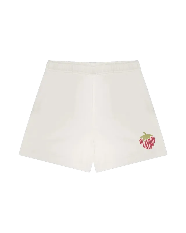 Playboy Strawberry Love pantaloncini felpa bianchi fragola
