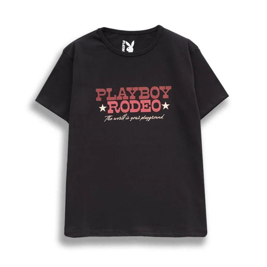 Playboy Rodeo Tee maglia donna bianca cotone western