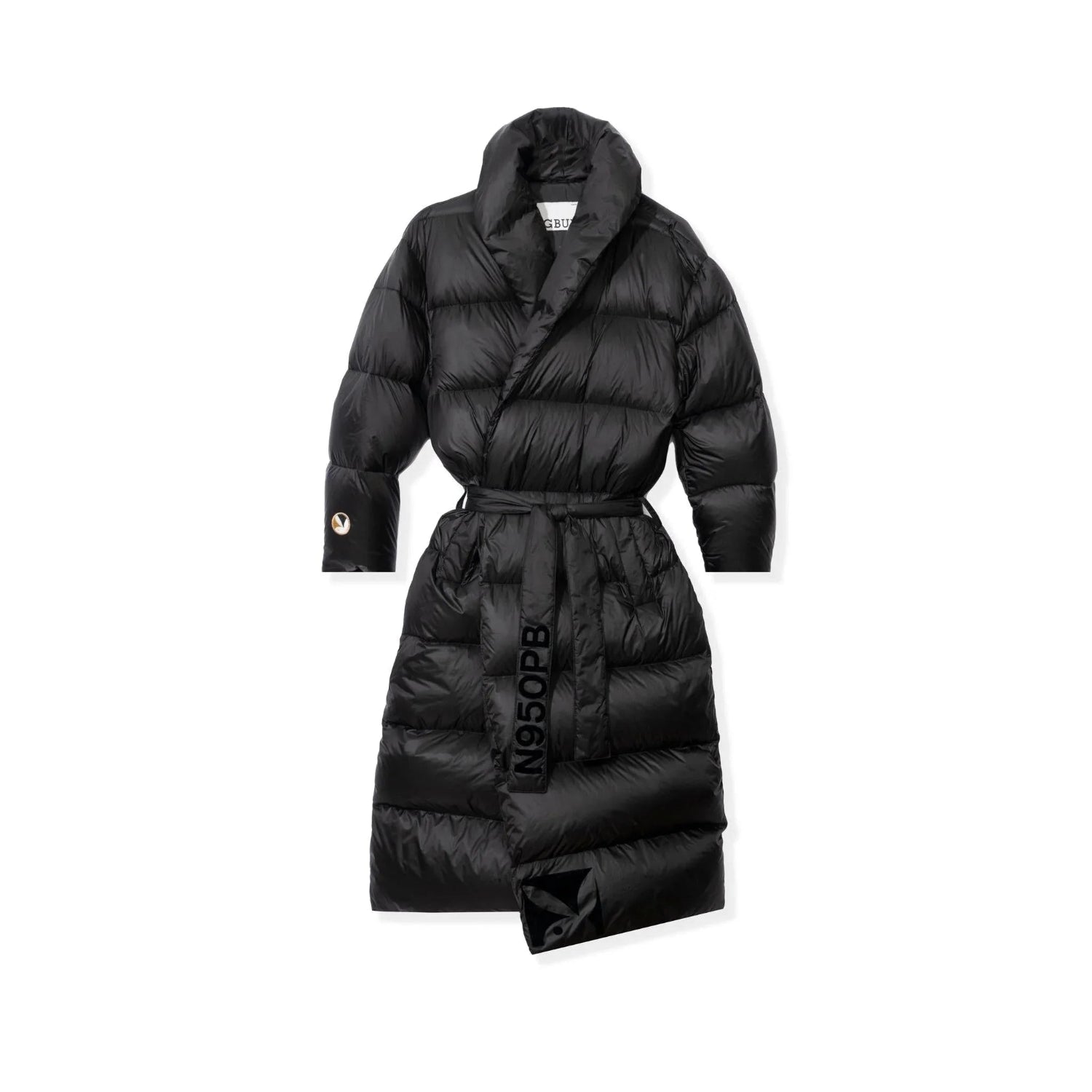 Playboy Belted Long Puffer giacca lunga nera calda