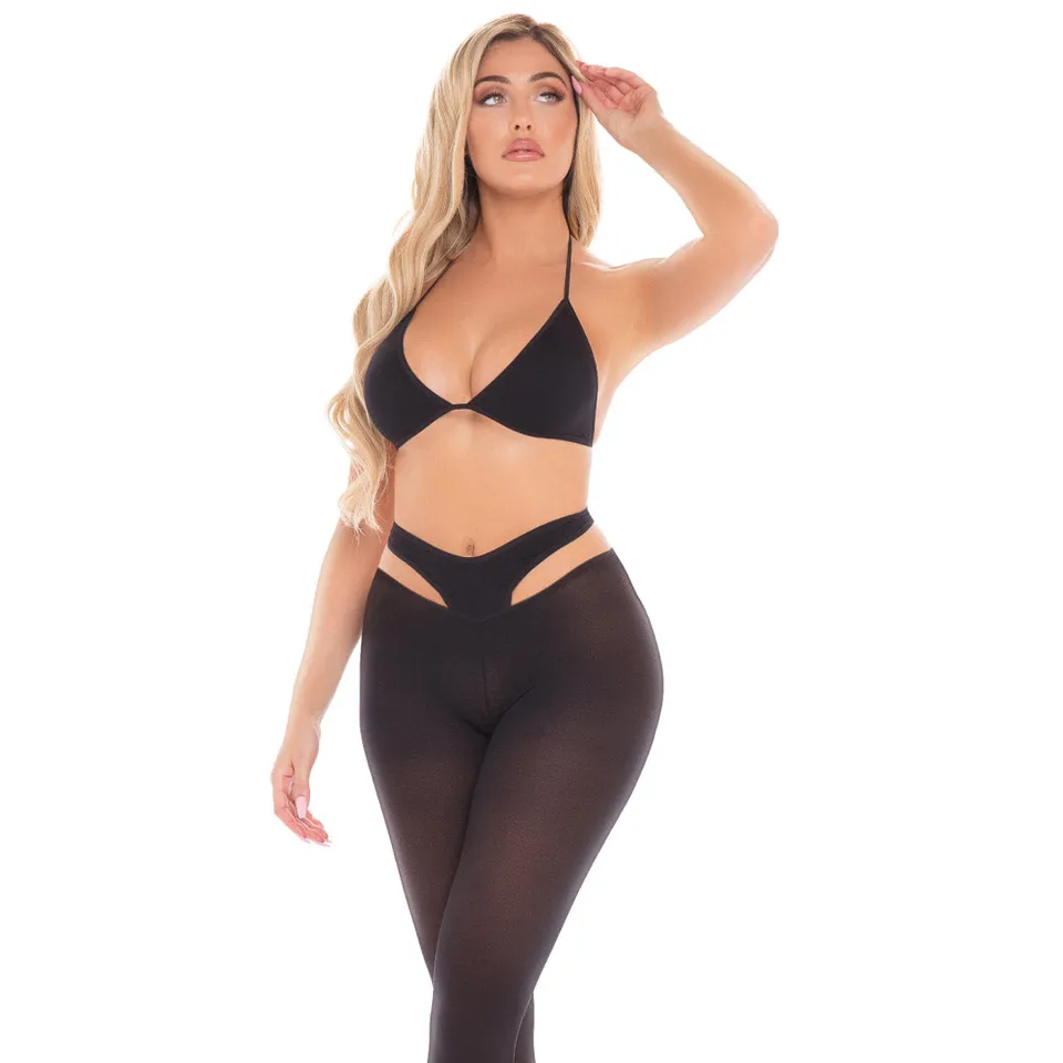 René Rofé Mesmerize Me Set Leggings Reggiseno Nero Unica