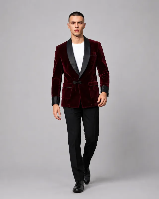 Playboy Smoke Lounge Gent giacca costume velluto bordeaux