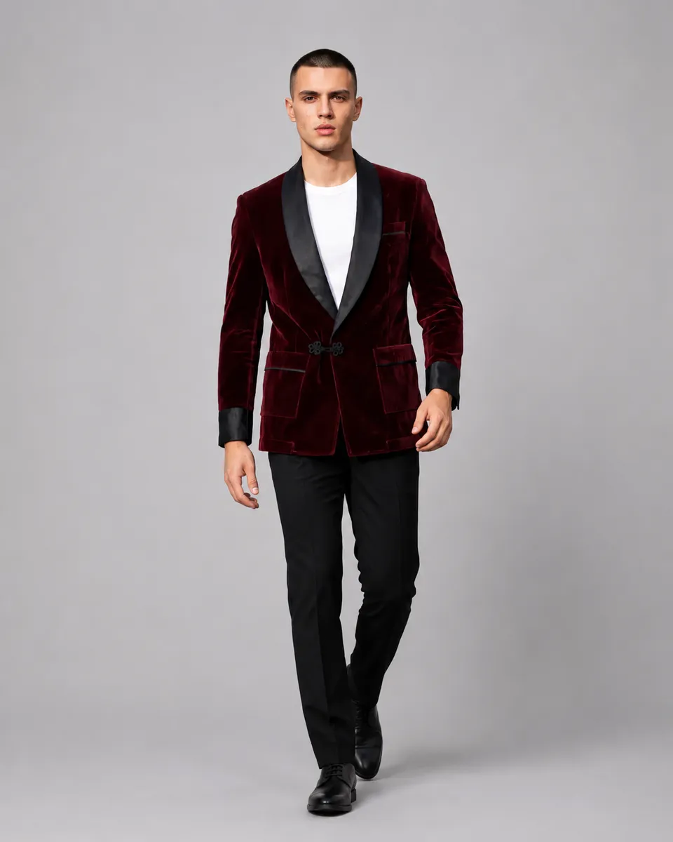 Playboy Smoke Lounge Gent giacca costume velluto bordeaux
