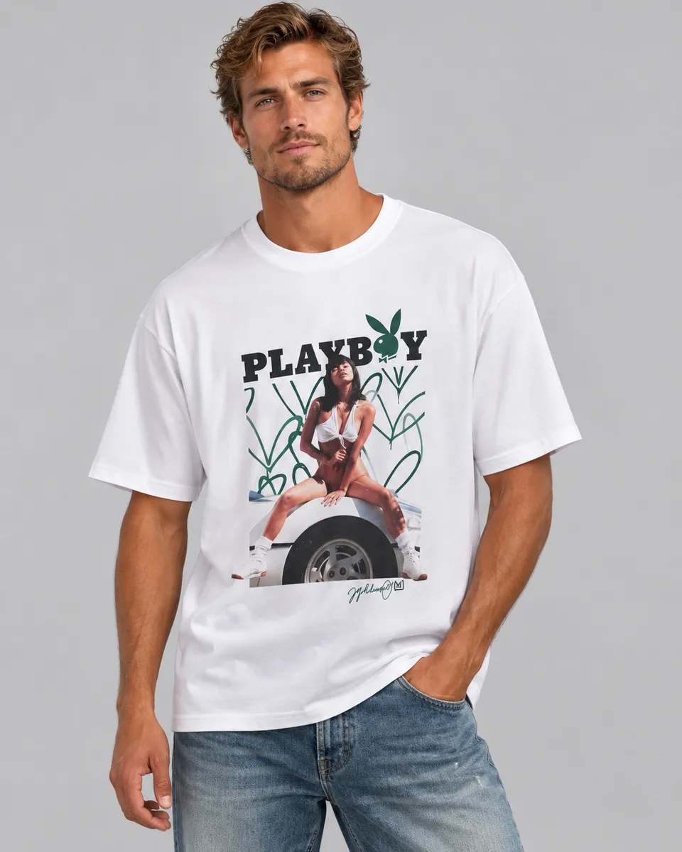 Playboy Calm Bunny t-shirt bianca cotone unisex