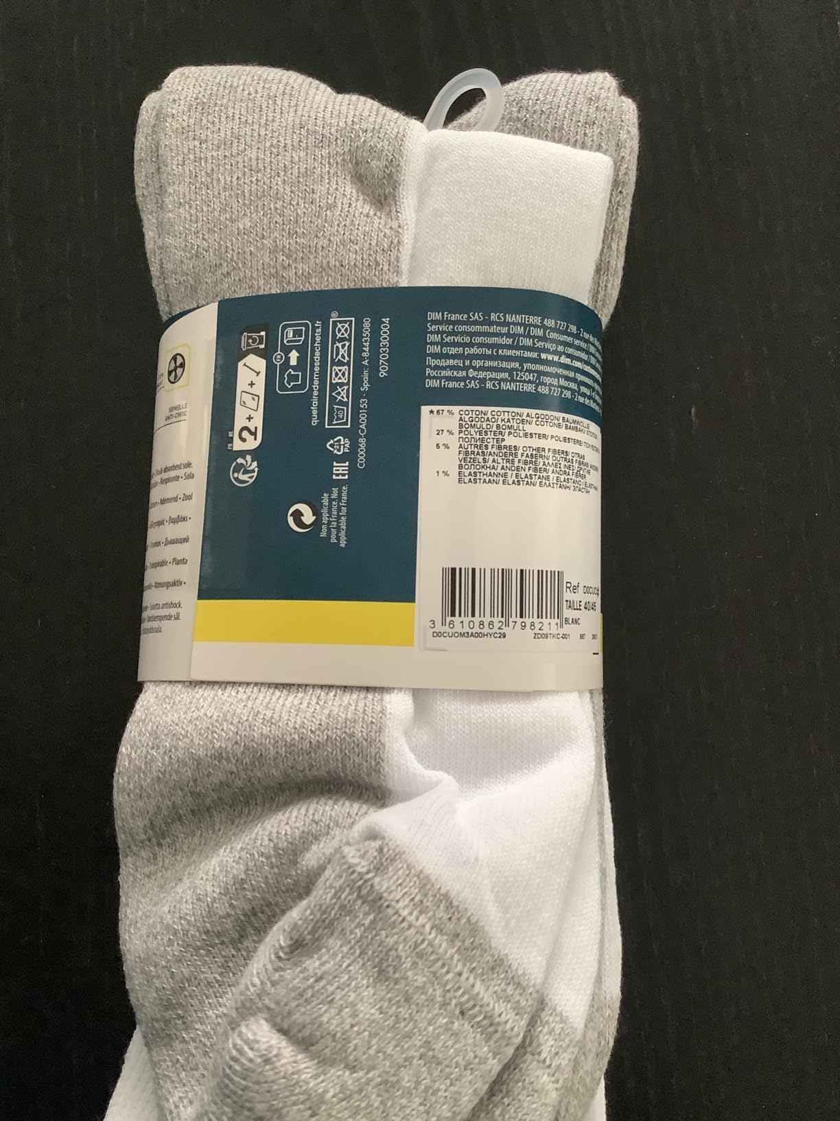 DIM Ecodim Sport Anti Urto calze uomo bianche x3 40-45