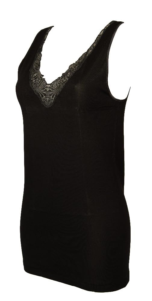 Egi 124SL Camiciola Spalla Larga Donna Nero Pizzo