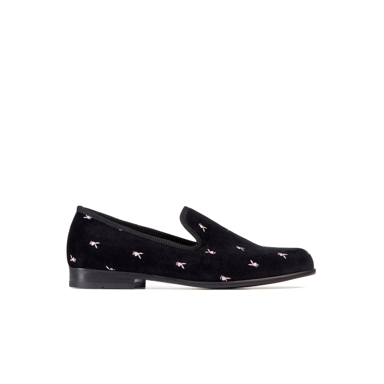 Playboy Duke + Dexter Velvet Mini Rabbit Head mocassini velluto neri