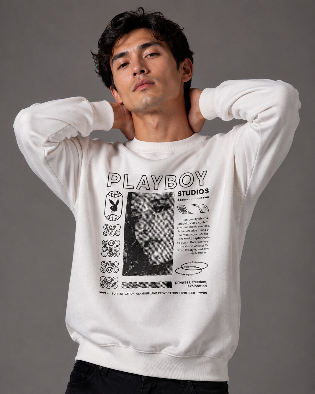 Playboy Freedom felpa girocollo boxy unisex cotone