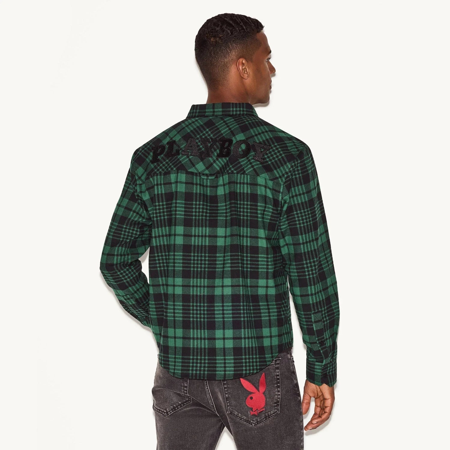 Playboy Flannel camicia uomo verde quadri taglia XS