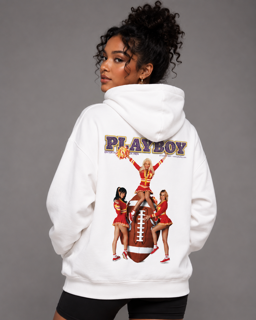 Playboy Cheer Hoodie felpa cappuccio bianca vintage