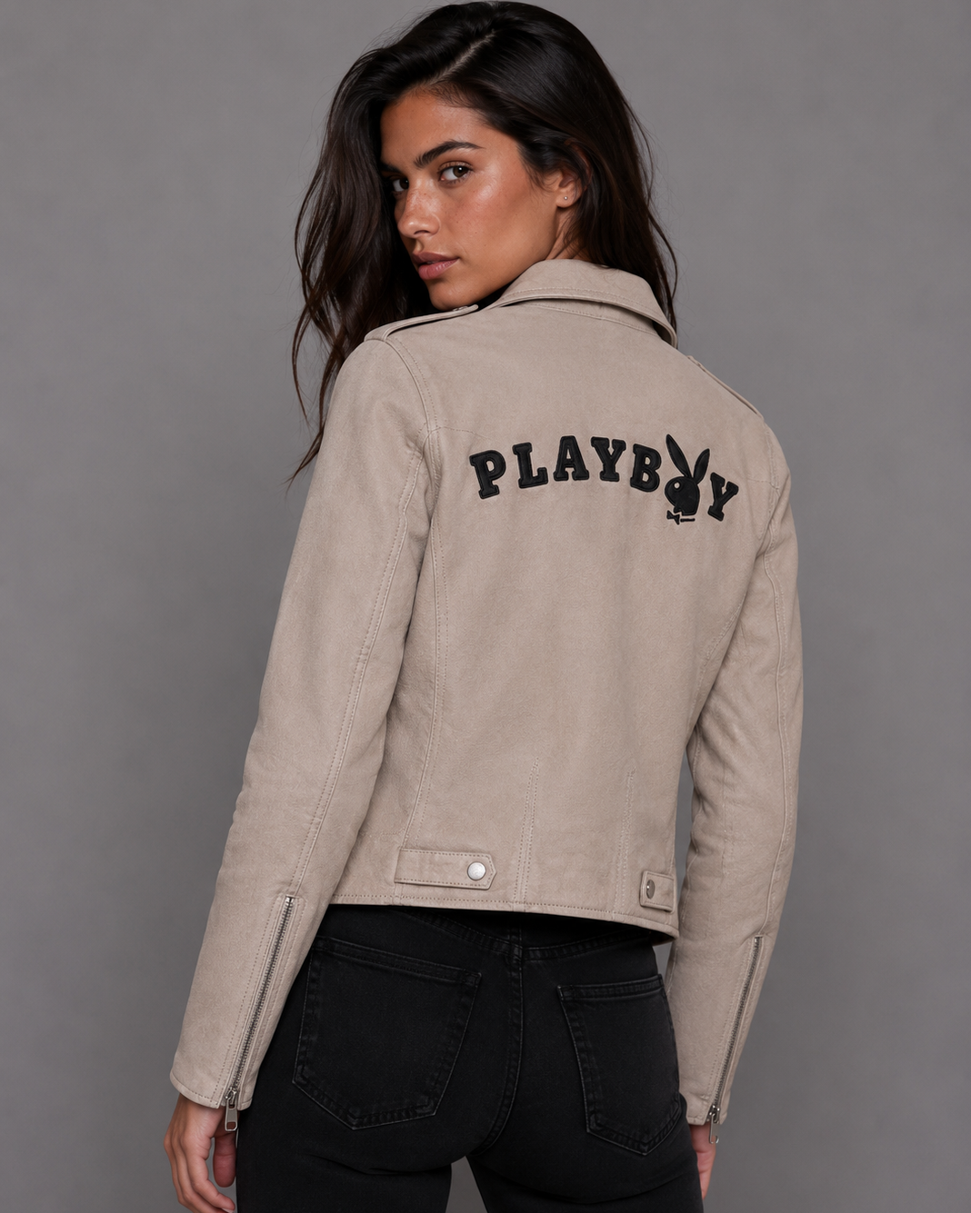 Playboy Olympe giacca pelle donna agnello nera
