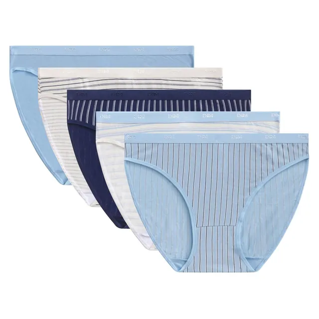 DIM Pockets slip cotone donna x5 blu bianco S elasticizzato