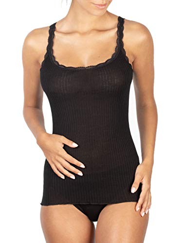Egi Costine Spallina Sottile Micro Lana Canotta Donna Nero