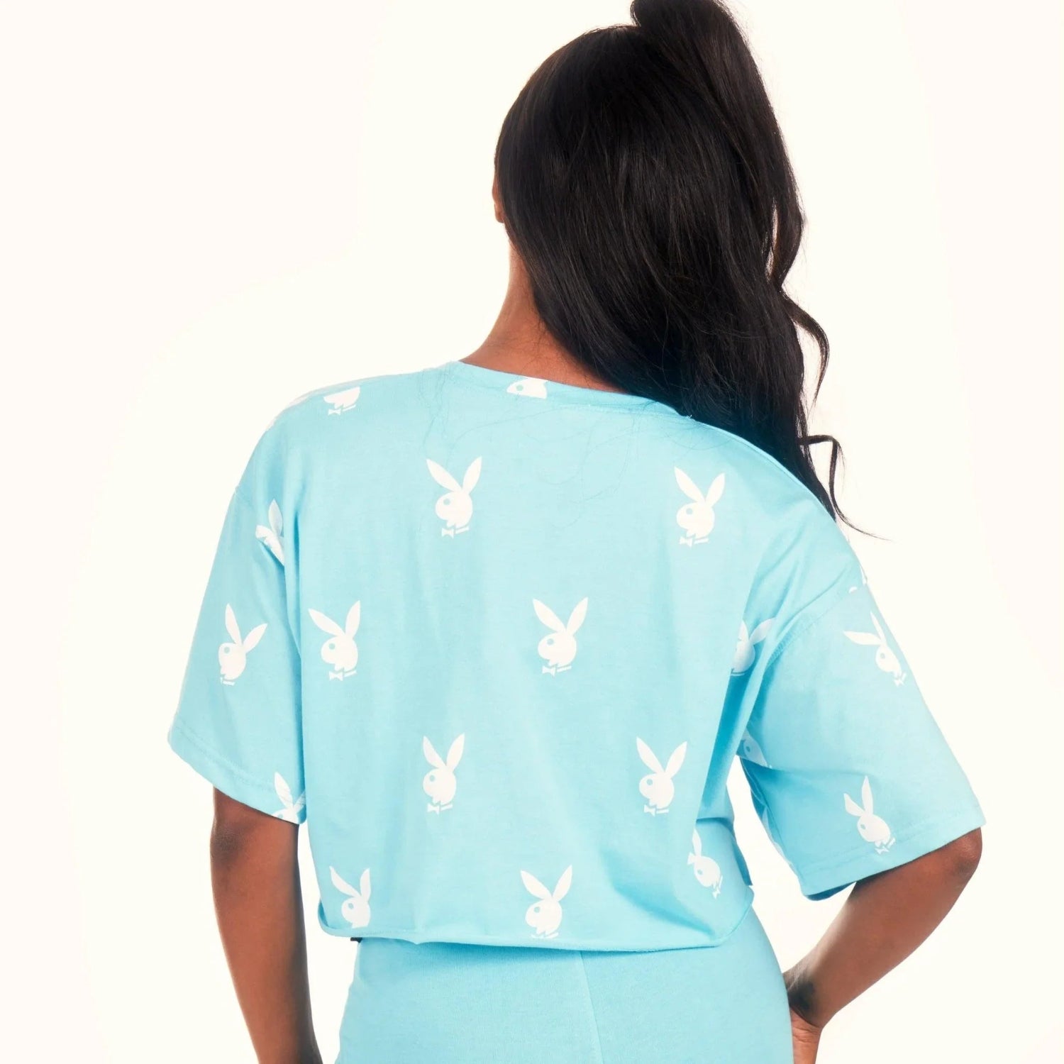 Playboy Logo Cropped T-Shirt t-shirt rosa morbida