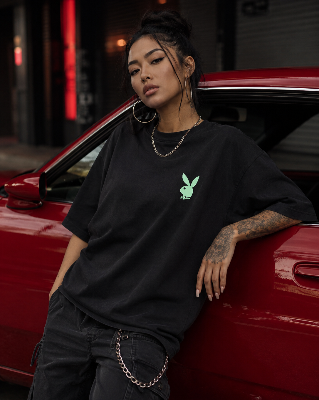 Playboy Dots Tee t-shirt nera cotone unisex