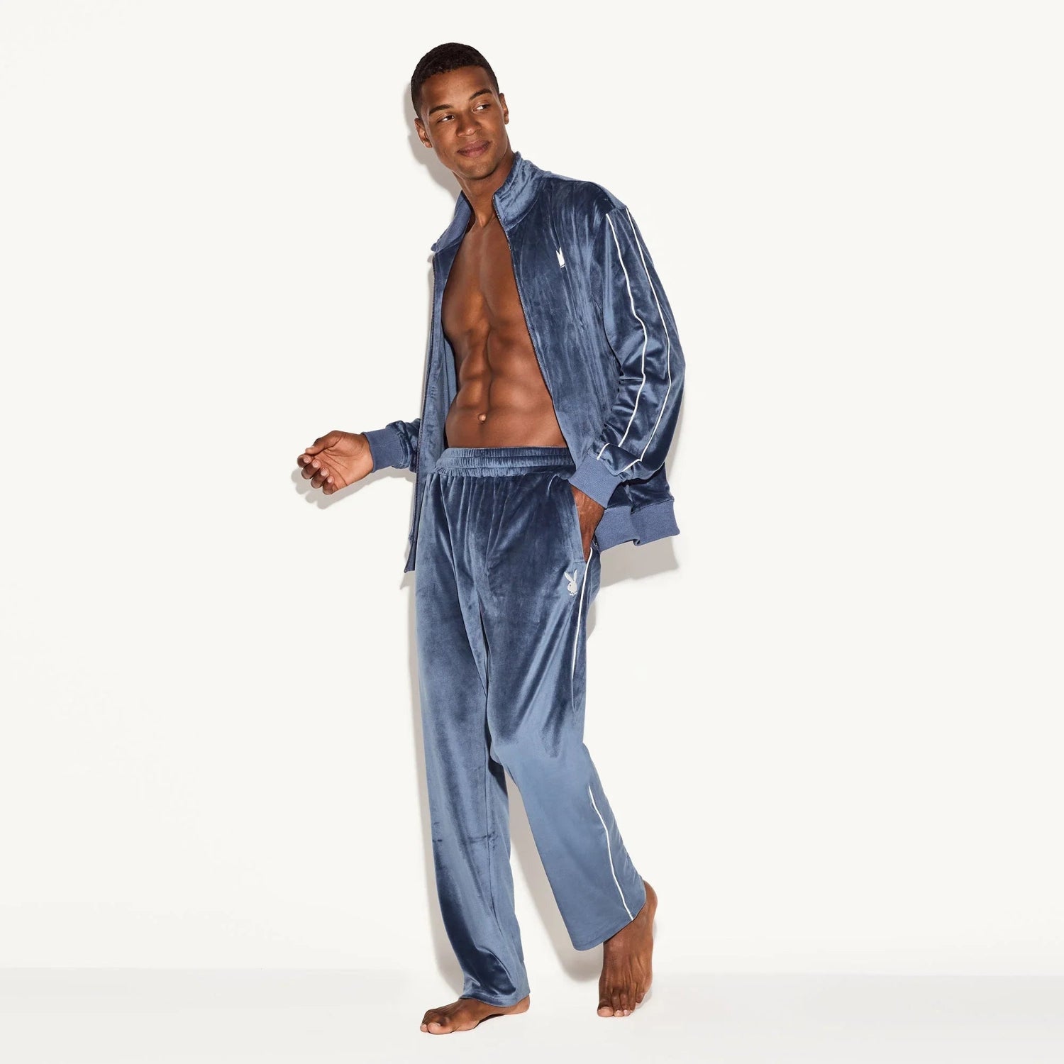 Playboy Velour Pant pantalone tuta uomo nero velluto morbido