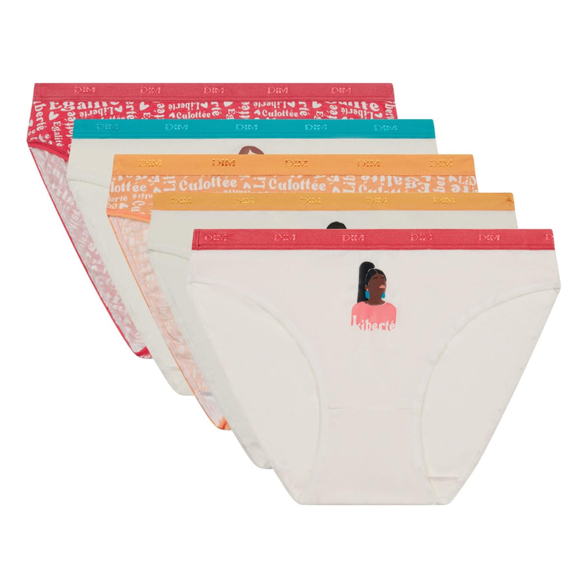 DIM Les Pockets slip cotone donna x5 rosso rosa bianco S
