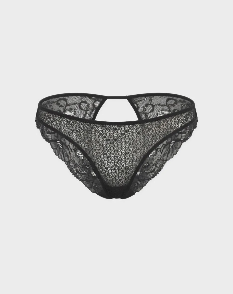 René Rofé Pure NV Slip Aperto Pizzo Nero