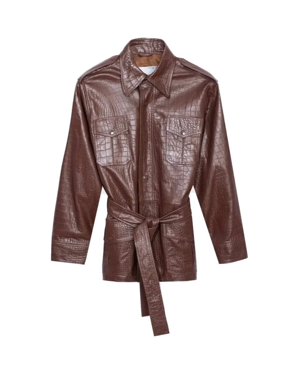 Playboy Safari Giacca Pelle Cioccolato Effetto Coccodrillo