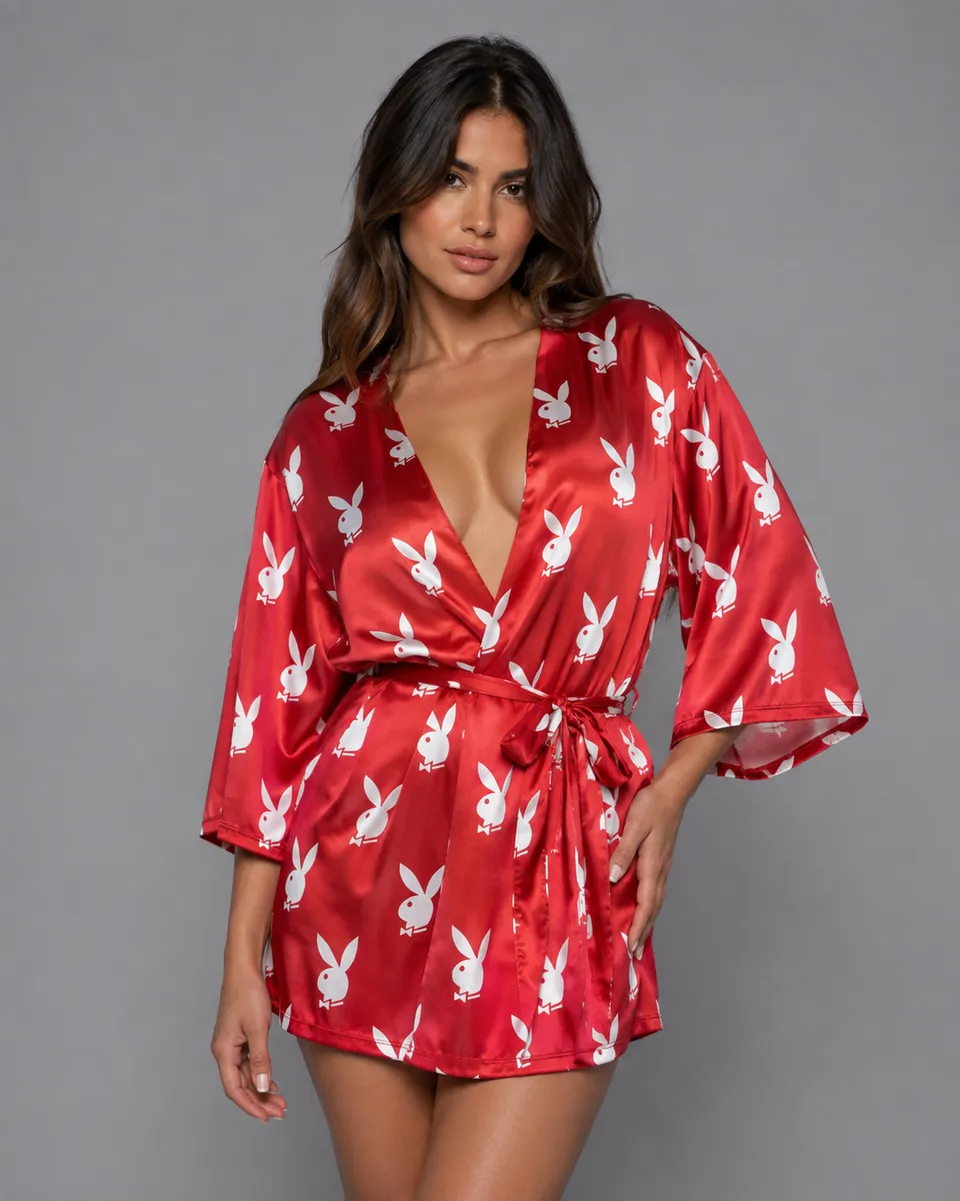 Playboy Chill Bunny Robe vestaglia rossa satin