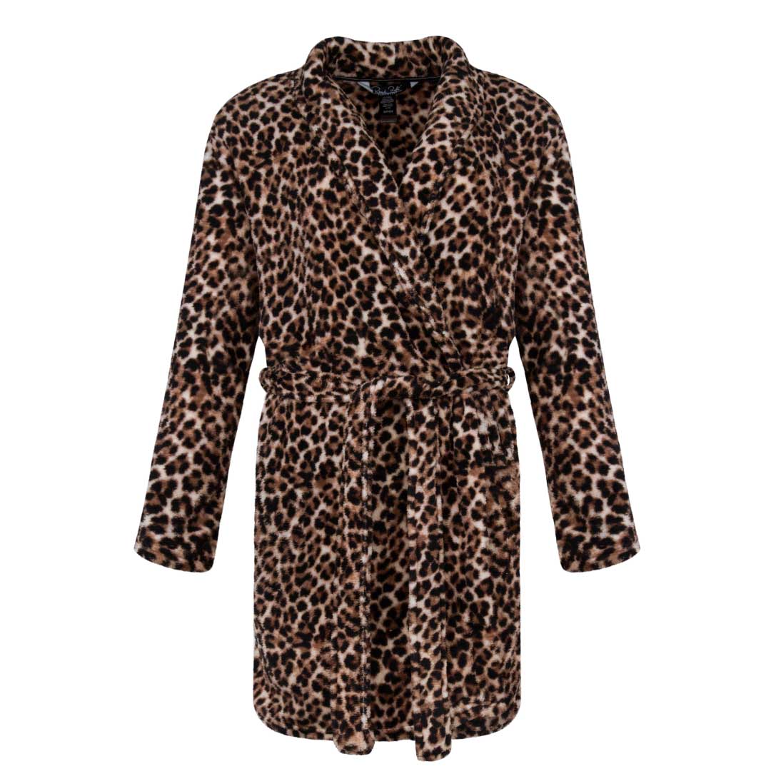 René Rofé vestaglia pile 91 cm leopardata grigia
