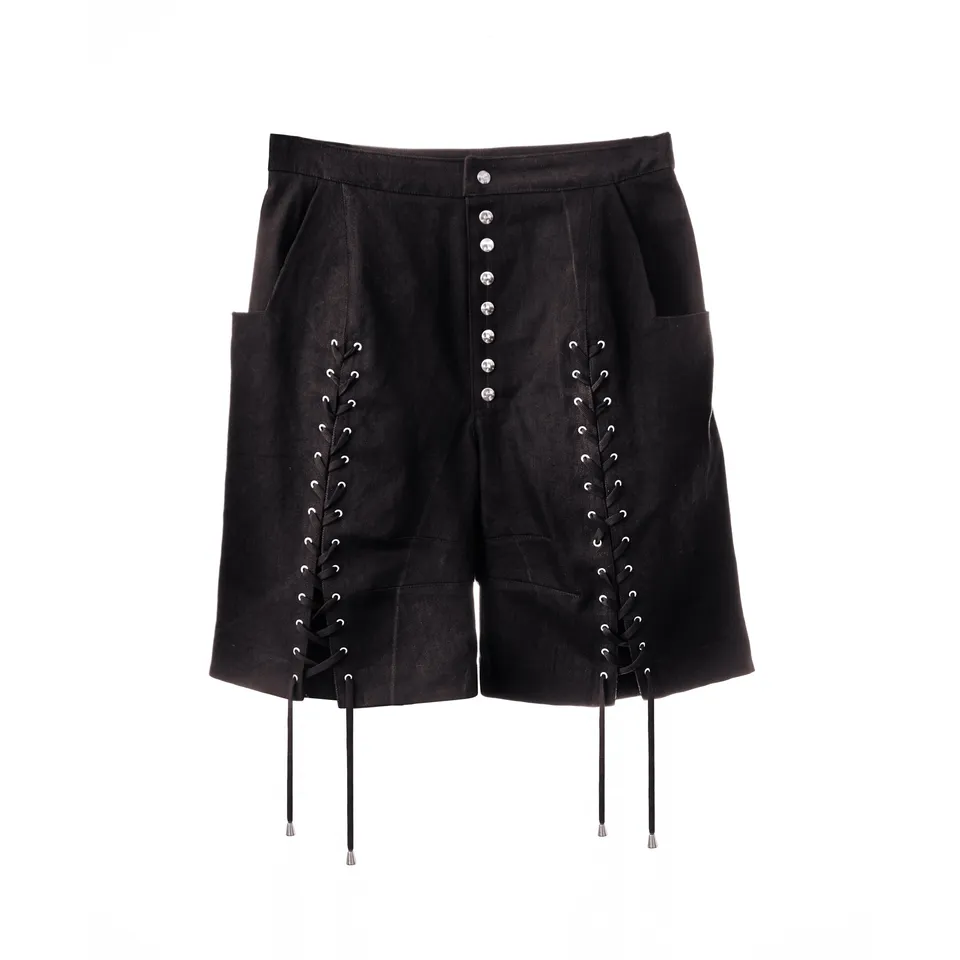 Lorenzo Seghezzi Cargo Shorts bermuda nero denim cotone