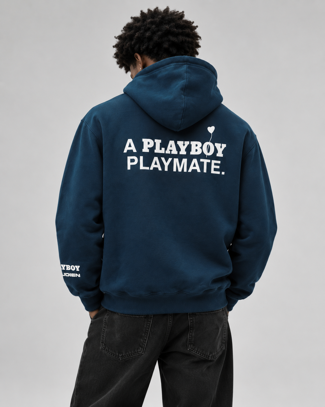 Playboy First Love felpa con cappuccio Midnight Teal cotone