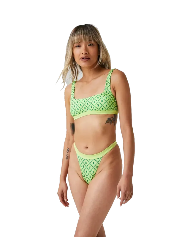 Playboy Sharp Green Scoop Bikini Top bikini verde