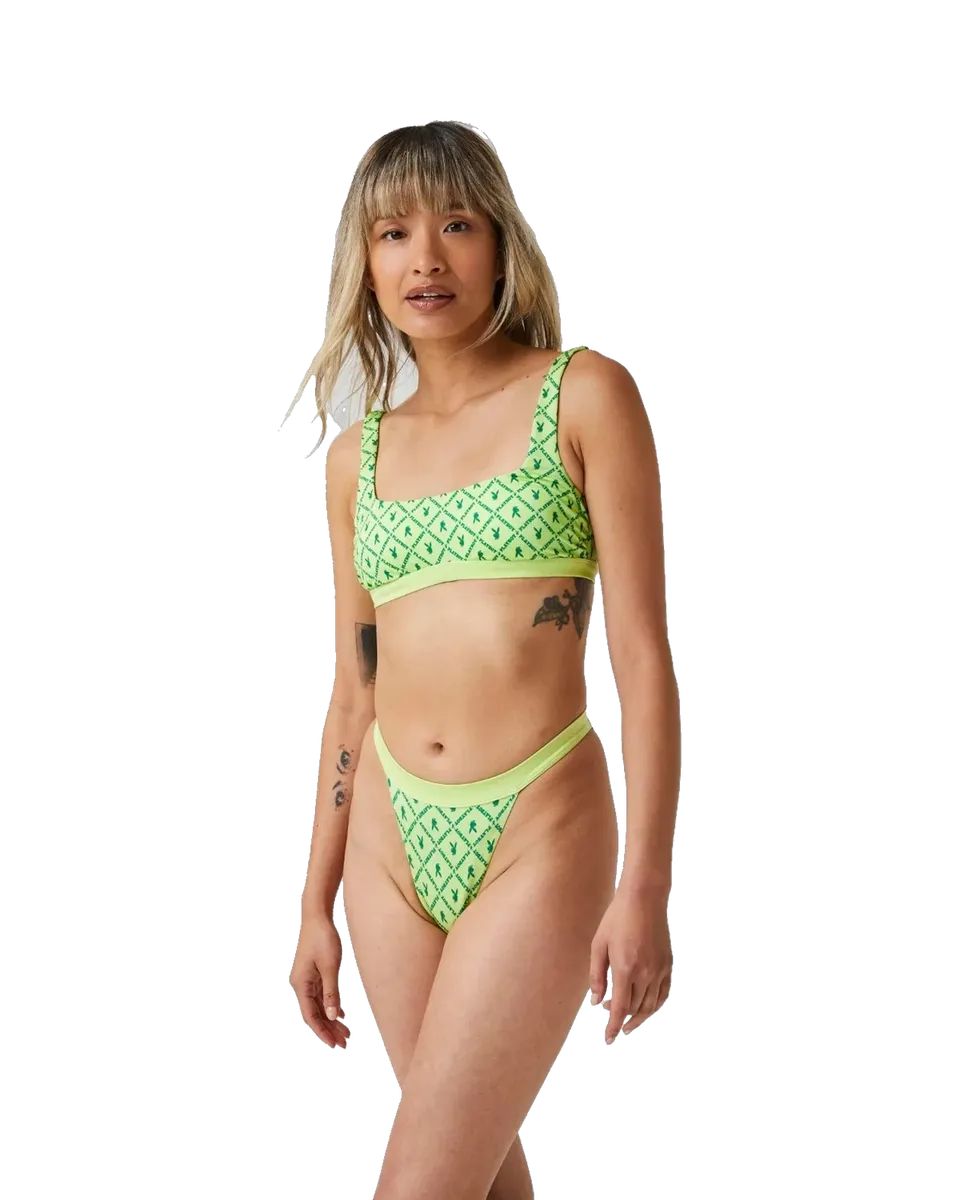 Playboy Sharp Green Scoop Bikini Top bikini verde
