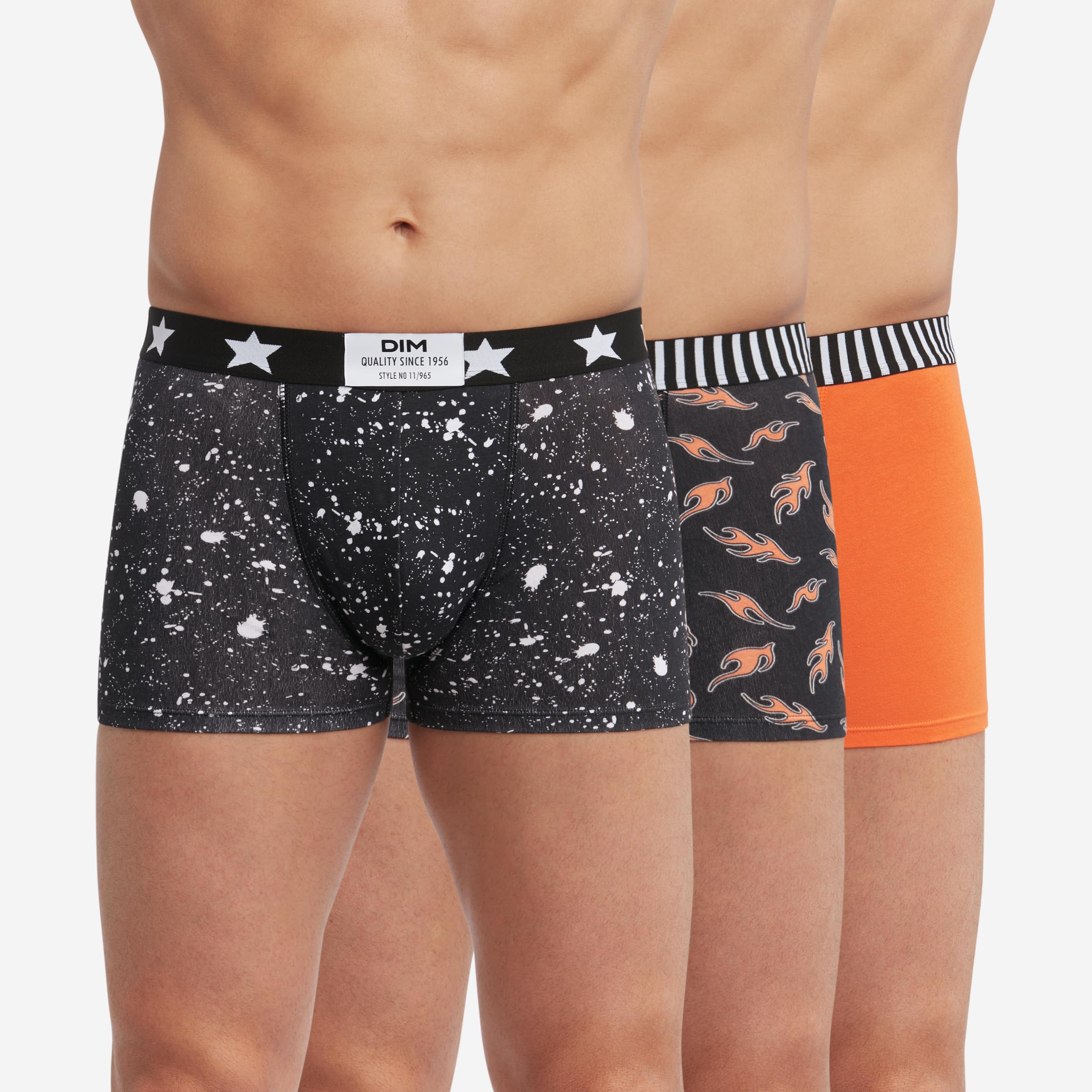 DIM Vibes boxer uomo x3 arancio-nero cotone elasticizzato