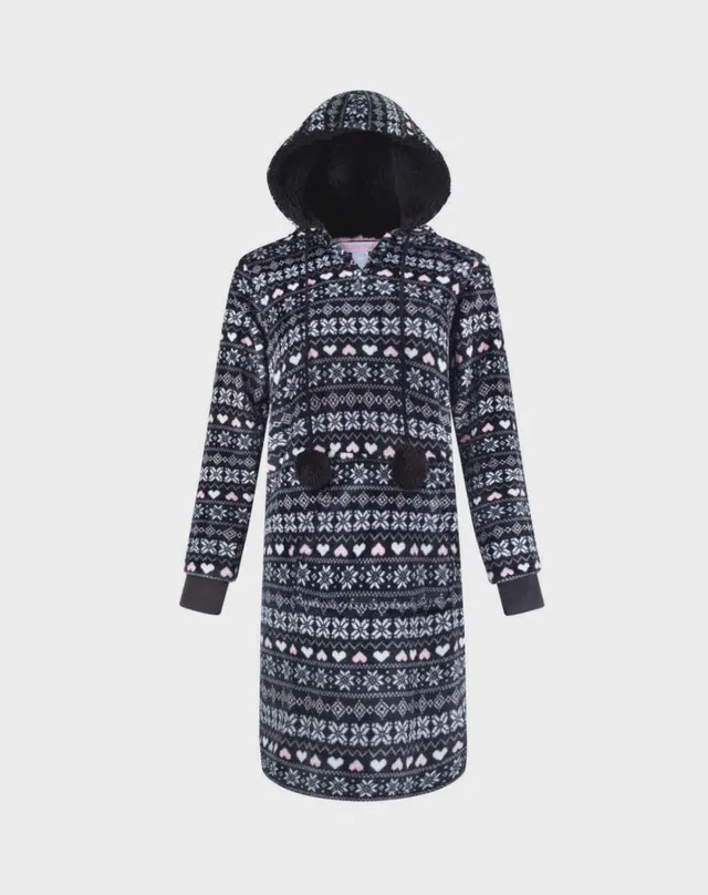 René Rofé Hoodie Fleece camicia notte pile M fantasia aran nera