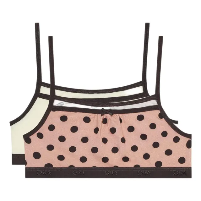 Dim Les Pockets Reggiseno Bambina Pois Beige x2 Cotone