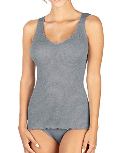 Egi Spallina Larga canotta donna S/M grigio lana seta