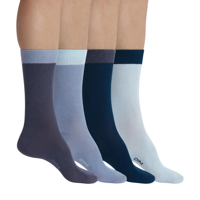 DIM Ecodim Style calzini uomo cotone x4 bianco blu